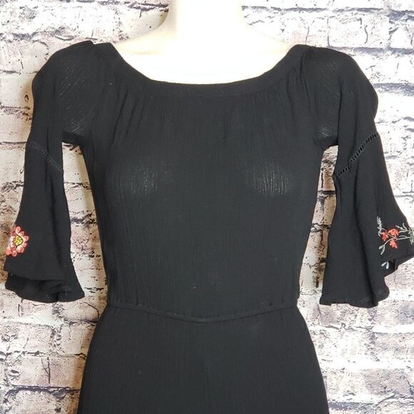 Love Fire Embroidered Bell Sleeve Romper, Small - Picture 2 of 6